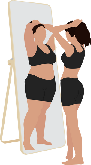 Woman Looking at her Body in the Mirror